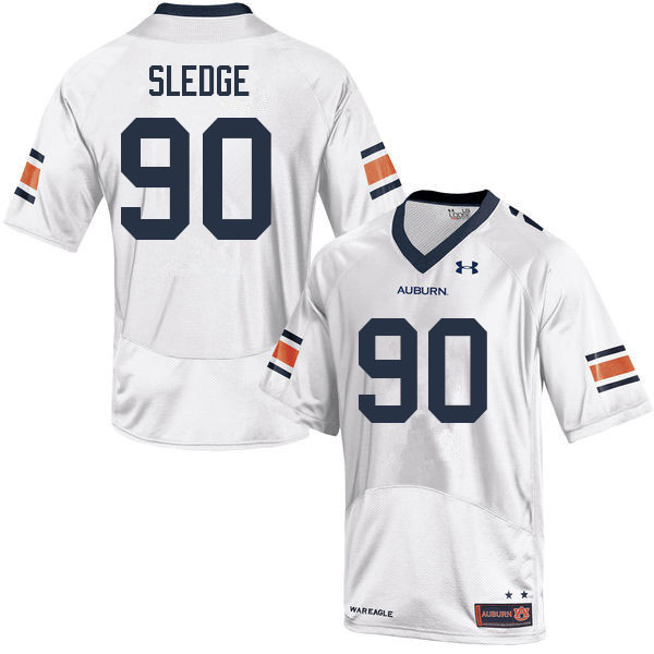 Men #90 Enyce Sledge Auburn Tigers College Football Jerseys Sale-White - Click Image to Close